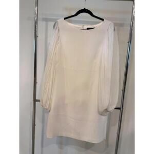 Elegant White Dress with Pleated Sleeves by WHBM